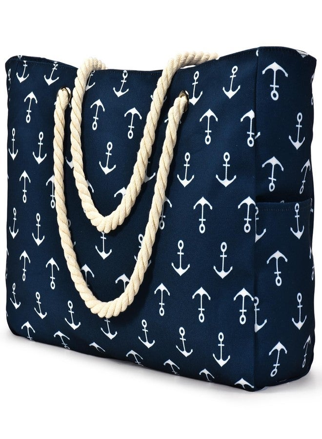 Becokan Beach Bag Large Beach Tote Bag for Women Waterproof Sandproof Swim Pool Bag With Zipper - Image 1